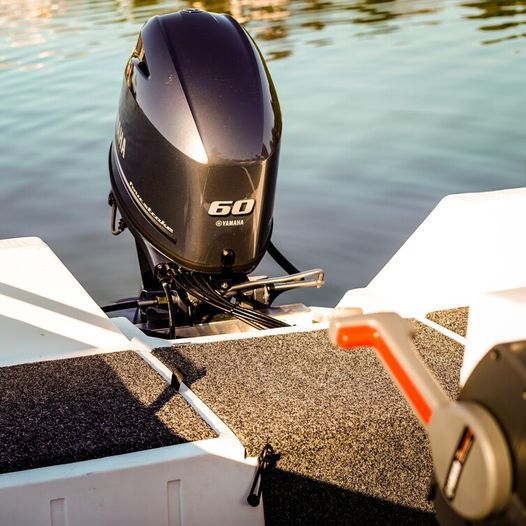 A Yamaha outboard engine installed at the boat's transom