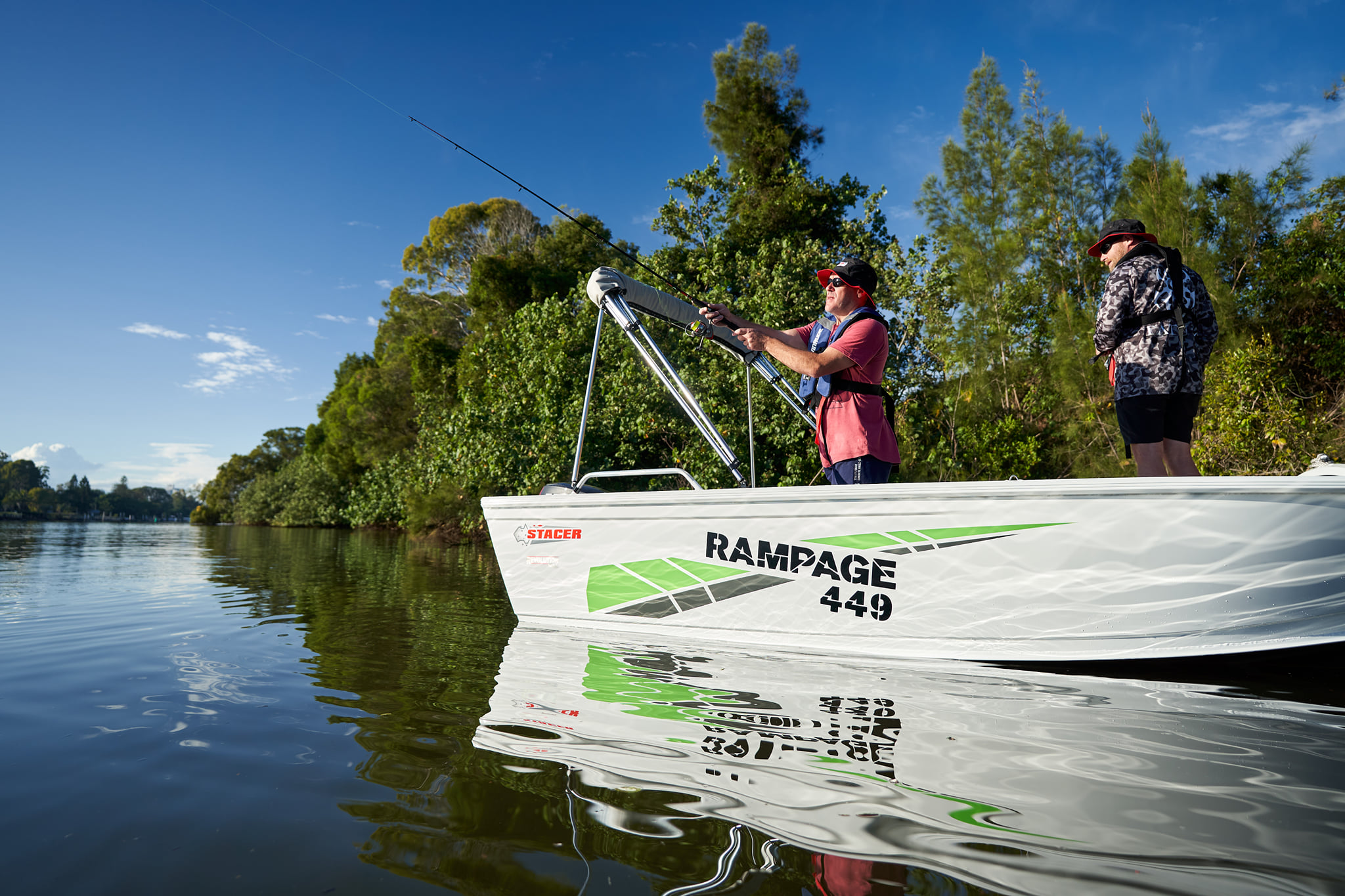 Men fishing on their Stacer Rampage boat.