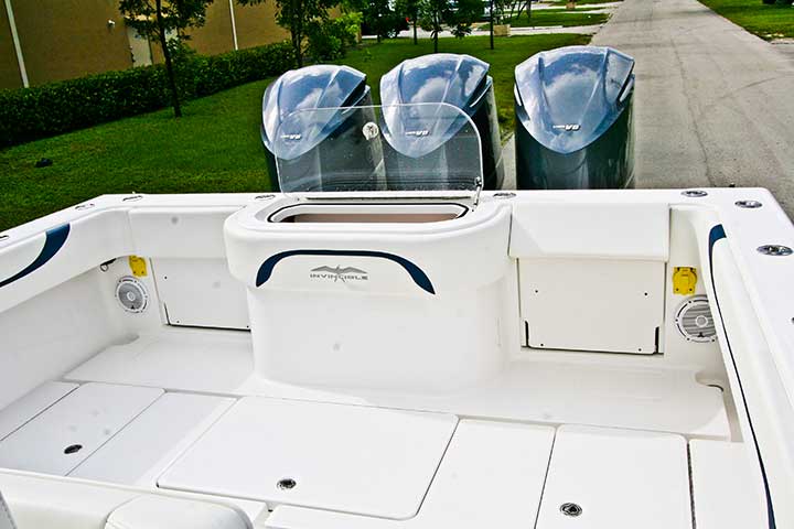 A white open boat's interior.