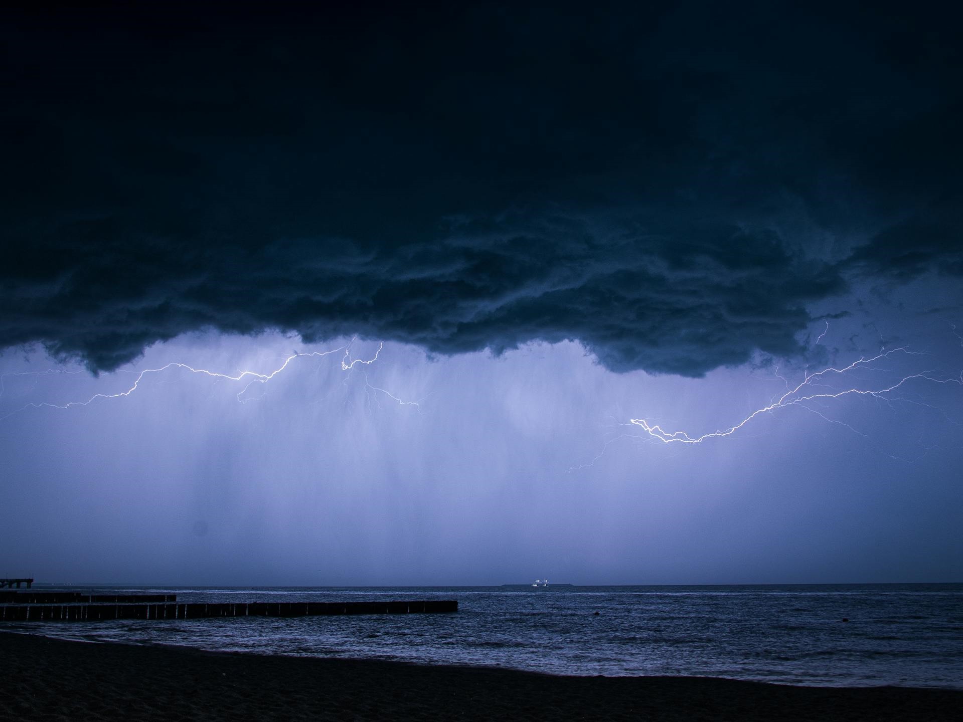 Thunderstorm at sea.