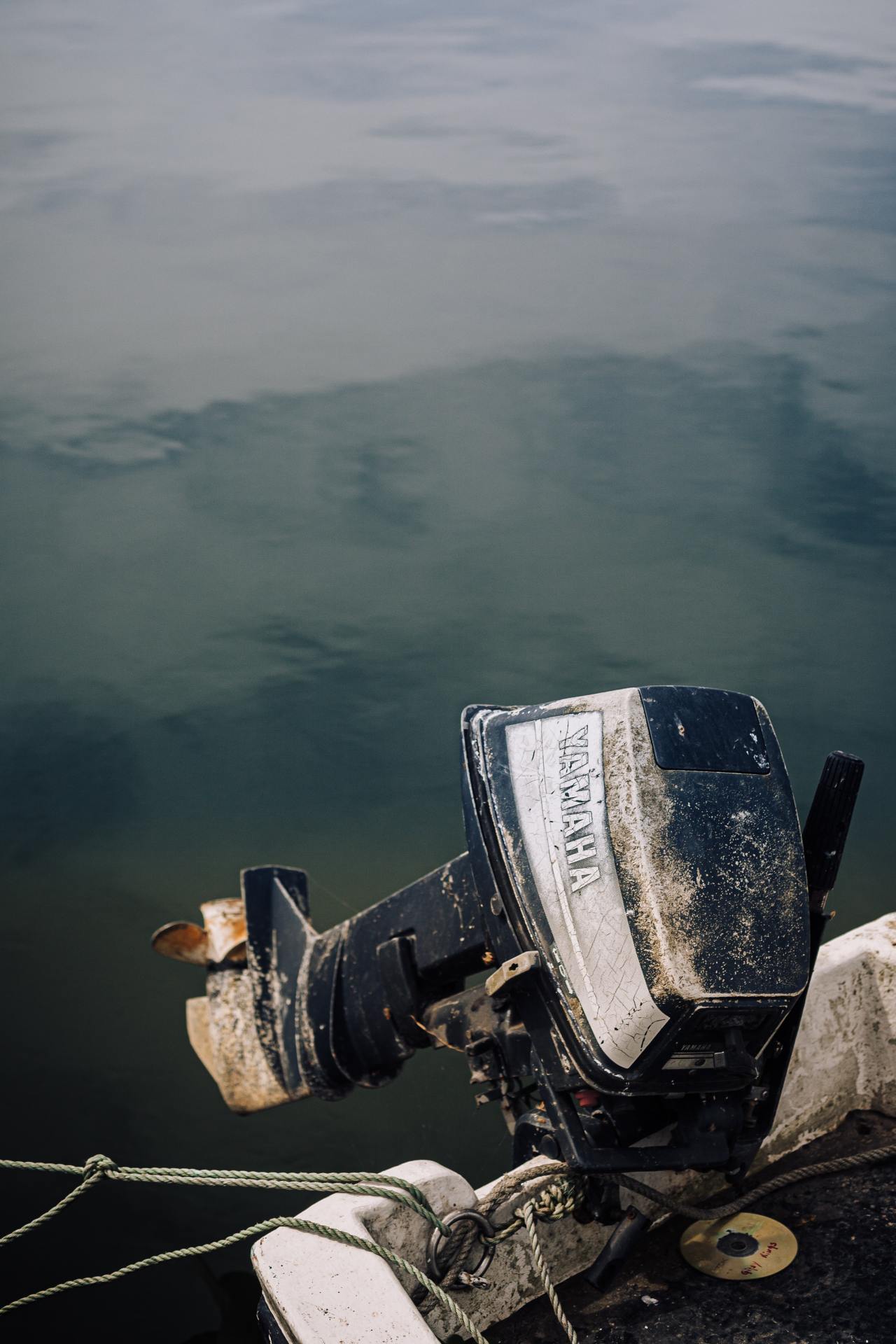 An outboard engine attached to a boat's transom