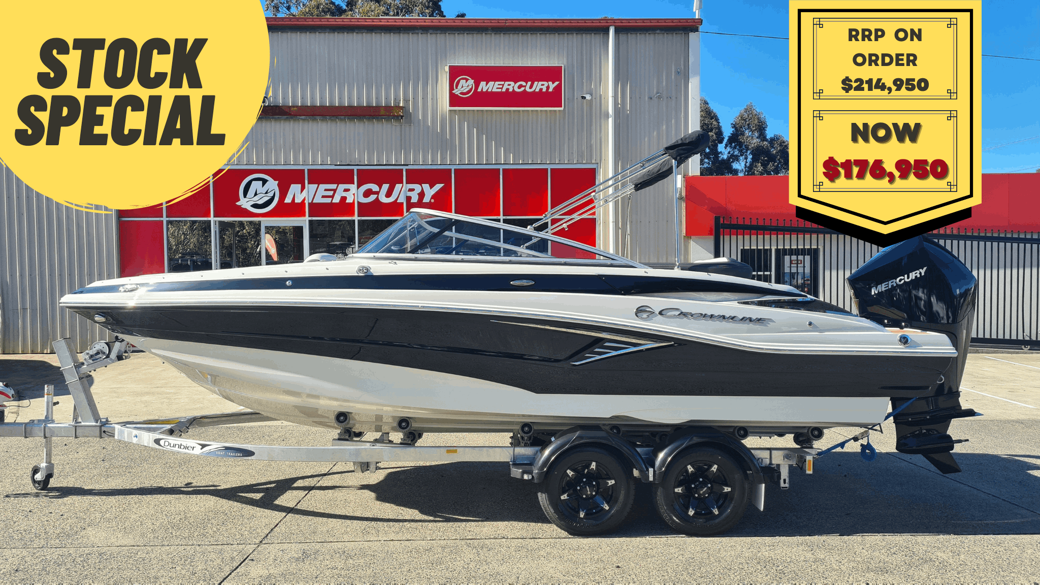 A medium shot of the Crownline E215 XS 2022 boat.