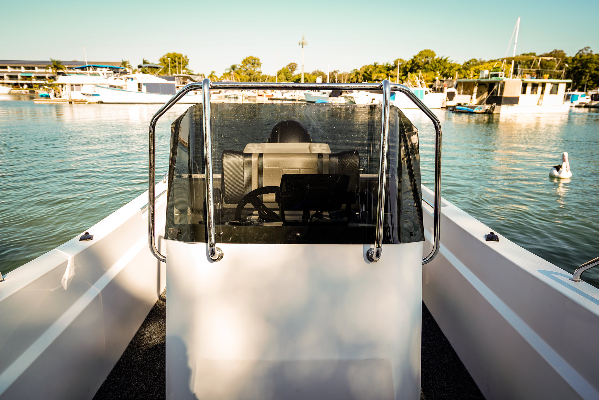 close up shot of a centre console of a boat.