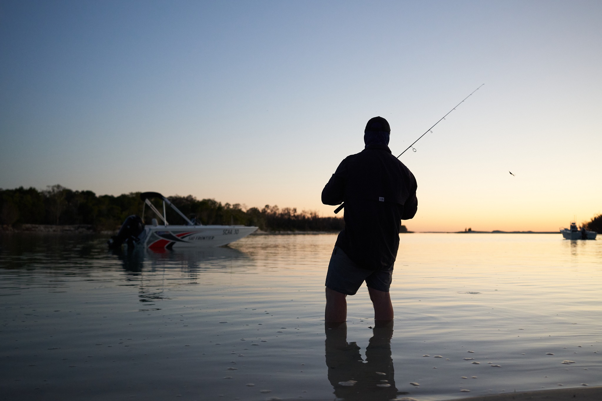 Night fishing in a river