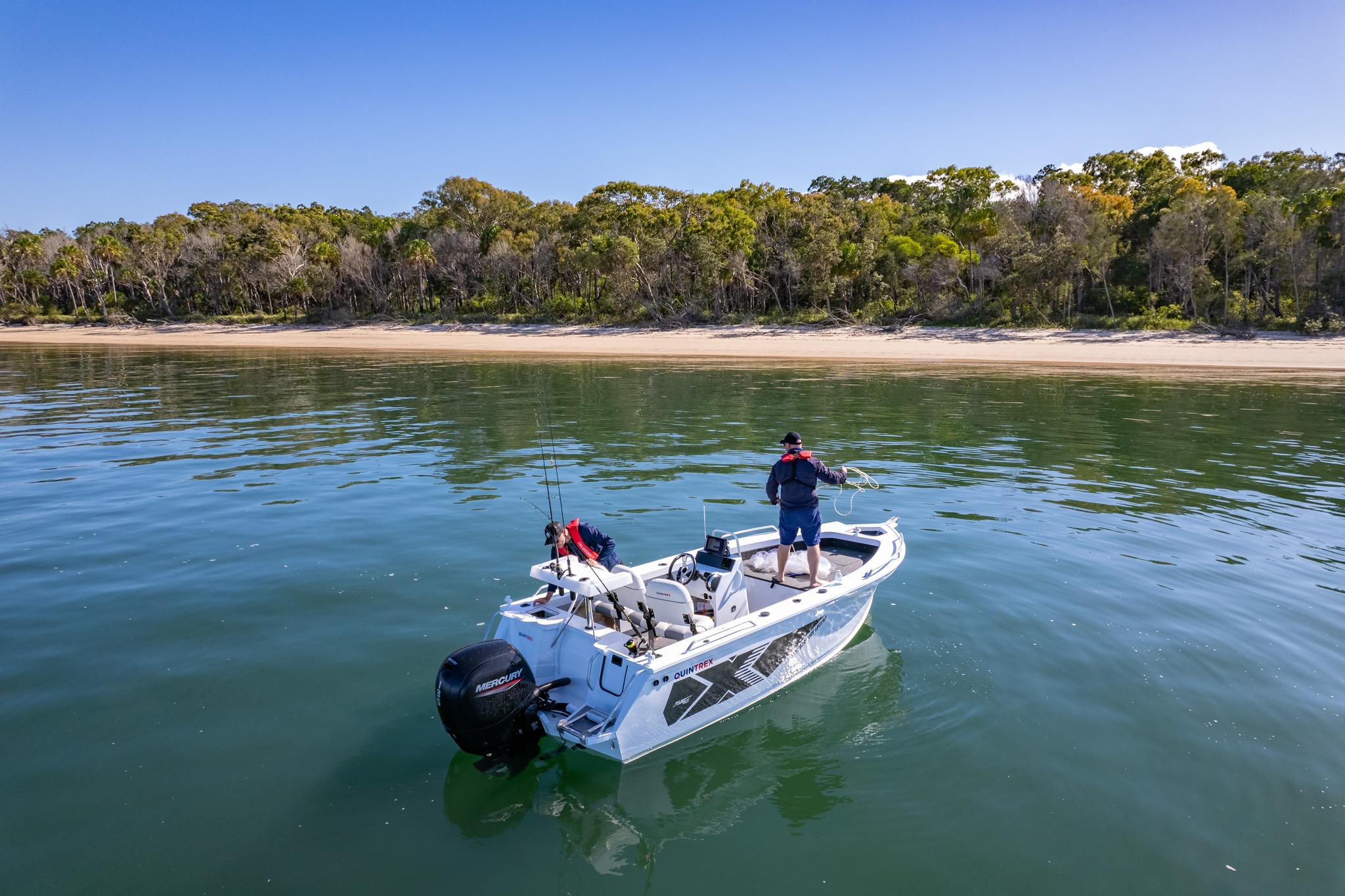 two men fishing on a quintrex territory legend